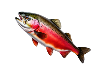 Detailed illustration of a realistic trout fish isolated on transparent or white background