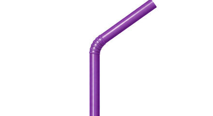 Purple bent drinking straw a single-use plastic item isolated on a white background