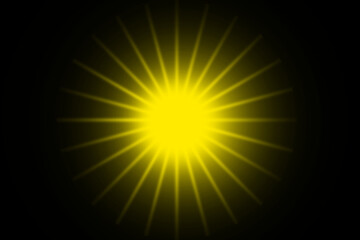 Isolated Radiant Yellow Light Rays Explosion against Dark Backdrop High-Resolution Graphic