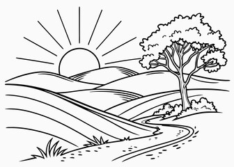 hand drawn landscape vector illustration