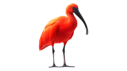 scarlet ibis, beautiful red tropical bird isolated on transparent background