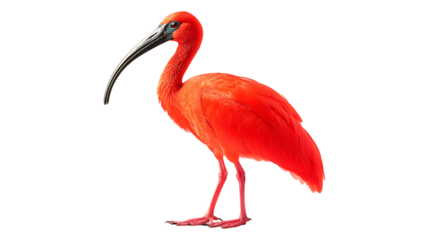 scarlet ibis red tropical bird isolated on transparent background