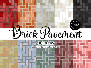 色違いのシームレスパターンのセット レンガ 歩道