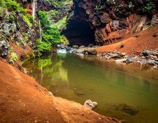 Scenic canyon with a river flowing through it