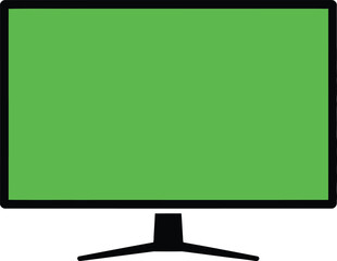 Green Screen Monitor Vector illustration of a computer display featuring a vibrant, blank green screen