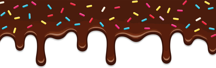 Chocolate Drip with Sprinkles - Sweet Border Decoration for Desserts