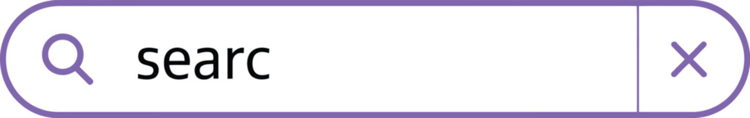 Search bar graphic with magnifying glass icon and text input field, representing online search and navigation