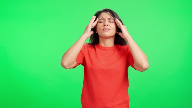 Woman suffering from severe headache feeling bad