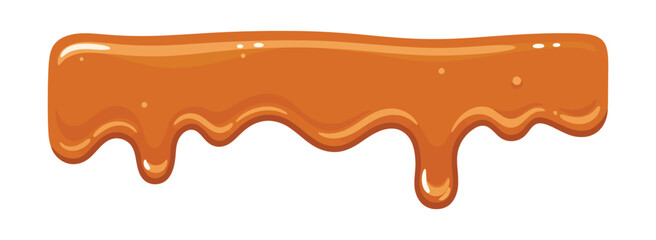 Sweet dripping caramel or golden syrup liquid border element for delicious dessert and food design concepts