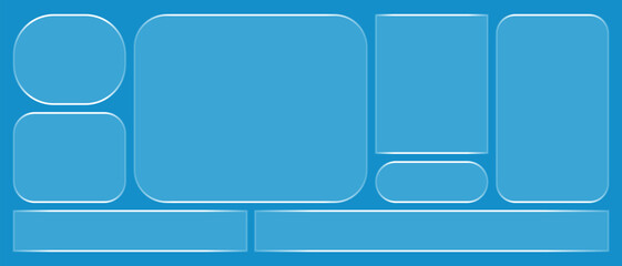 Layout grid of rounded blue shapes for web interface