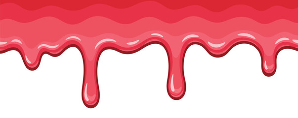 Sweet pink liquid drips down creating a luscious, decorative border, perfect for confectionery designs or playful backgrounds