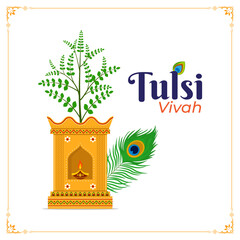Vector illustration of Tulsi Vivah social media template
