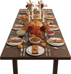 Thanksgiving feast table ready for a holiday gathering