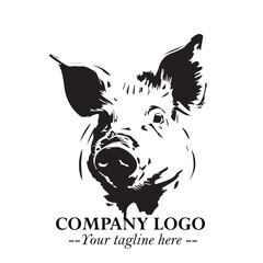 Head of Pig Logo Symbol in Black on the White Background with Simple Modern Animal Design