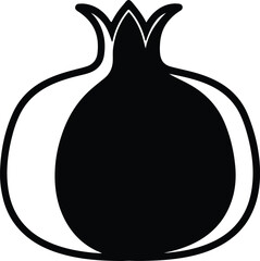 Silhouette vector of a pomegranate fruit simple black Illustrator