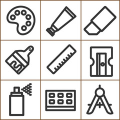 Artistic Tools and Supplies Vector Icons for Creative Projects