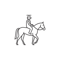 Equestrian sport rider on horseback, silhouette illustration, minimal outline design, animal riding activity icon
