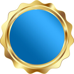 Elegant Blue and Gold Medal Badge Illustration