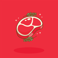 Fresh Steak Meat Cute Food Illustration