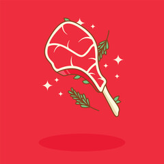 Fresh Steak Meat Cute Food Illustration