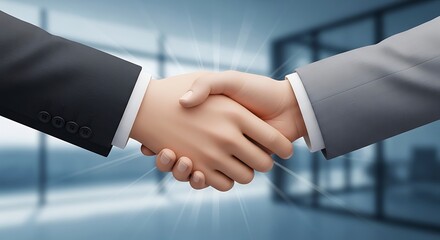 Business handshake symbolizing partnership in a modern office setting