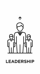 Leadership concept with people and upward arrow representing growth and guidance.
