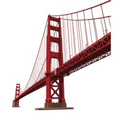 Fototapeta premium Striking Red Golden Gate Bridge Isolated Vector Illustration, Iconic San Francisco Landmark
