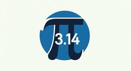 Pi Symbol with Value 3.14 on Blue Circle Background.