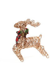 Golden New Year's Deer Figurine. Isolated on white background