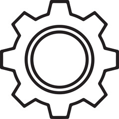 Minimalist Gear Icon – Black and White Cogwheel Symbol for Settings, Engineering, and UI Design