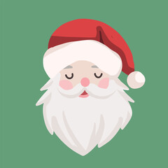 Cute Flat Design Santa Claus Head for Christmas Holidays