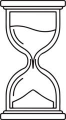 Minimalist Hourglass Icon – Black and White Line Art Symbol of Time Passing, Deadline Reminder, and Classic Timekeeping