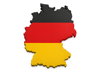 Obraz premium Germany 3D Map with National Flag Texture – German Country Shape Illustration 