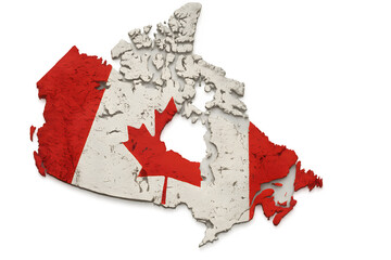 Canada 3D Map with National Flag Texture – Canadian Country Shape Illustration
