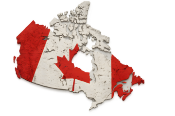 Canada 3D Map with National Flag Texture – Canadian Country Shape Illustration
