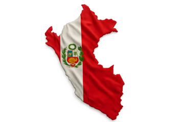 Peru Map with National Flag — Realistic 3D Country Illustration