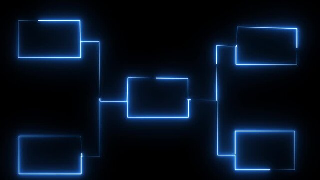 Abstract blue neon lines forming a network structure on a black background