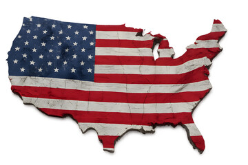 United States Map with National Flag — 3D Realistic America Shape