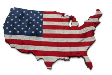 United States Map with National Flag — 3D Realistic America Shape