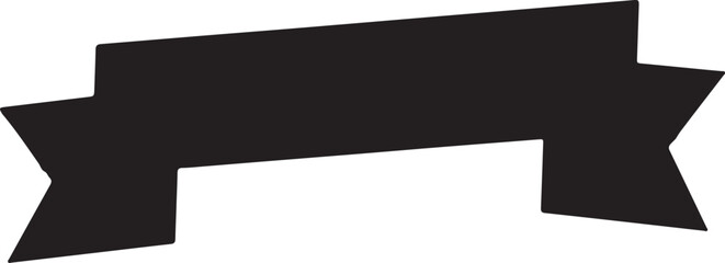 Black Ribbon Banner Silhouette – Curved Vintage Label for Text Highlighting, Titles, and Graphic Design