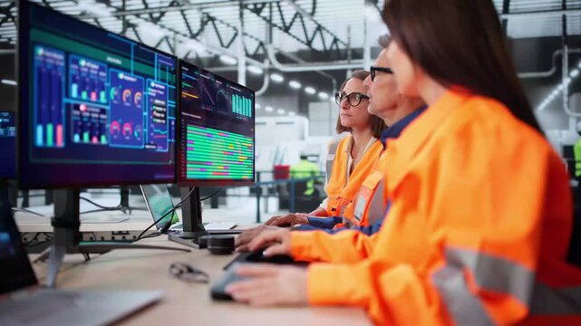 Modern Industrial Control Room With SCADA
