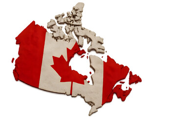 Canada Map with Flag Overlay – 3D PNG Isolated on White Background