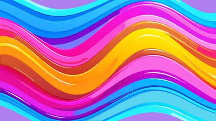 Vibrant wavy rainbow stripes with glossy texture