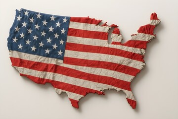 United States Map with National Flag – 3D PNG Isolated on White Background