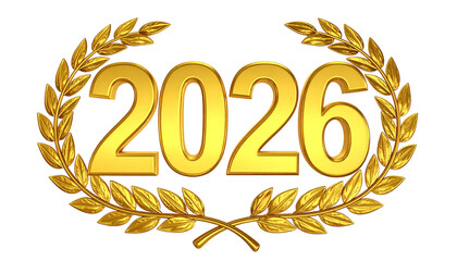 Golden laurel wreath for awards and championships with illustration on white background