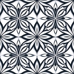 Intricate floral, repeating pattern.  Symmetrical,  elegant design