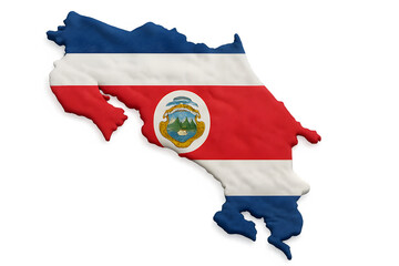 Costa Rica Map with National Flag – 3D PNG Isolated on White Background