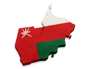 Oman Map with National Flag – 3D PNG Isolated on White Background