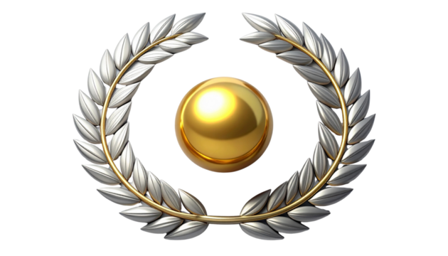 Golden laurel wreath for awards and championships with illustration on white background