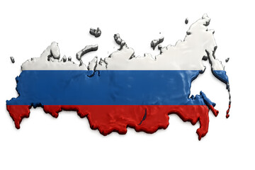 Russia 3D Map with National Flag Texture – Russian Federation Country Shape
